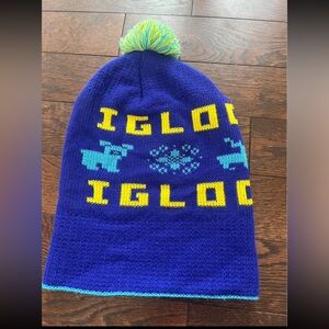Igloo Fest Blue Knit Beanie with Pom Pom